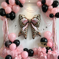 Ballons en aluminium imprimé léopard en forme de nœud, grande taille, pour demande en mariage, décoration d'anniversaire, style INS, ambiance festive - Vente chaude