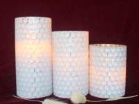 Lilin LED Kaca Mozaik Heksagonal Putih, Tanpa Api Bertenaga Baterai untuk Dekorasi Liburan Natal