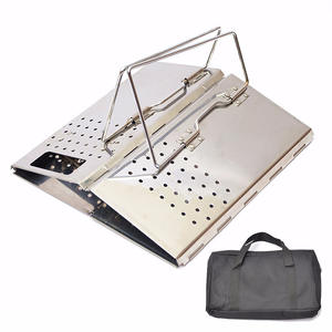 Parrilla Plegable de Acero Inoxidable para Barbacoa al Aire Libre, Estilo Coreano, Portátil, con Encendedor de Carbón, Color Plateado - Product Image 1