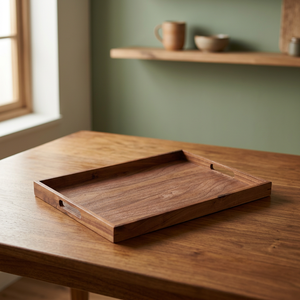 Gran oferta, bandeja de servicio casera moderna personalizable, mango recortado Rectangular con acabado de nogal de madera de mango de tamaño más grande para servir té - Product Image 1