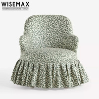 WISEMAX FURNITURE Fauteuil de salon de style français en tissu rembourré avec accoudoirs, chaise longue en bois pour villa