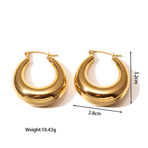 Orecchini pendenti alla moda 316L in acciaio inossidabile Anti appannamento in ipoallergenico orecchini a cerchio impermeabili 18k Pvd placcati in oro - Product Image 6