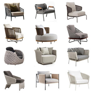 Sillón de Ratán para Exteriores con Cojín Blanco Impermeable, Muebles de Patio de Estilo Escandinavo para Jardín o Terraza - Product Image 4