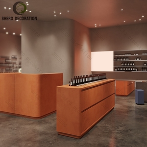 Decoración Interior de Lujo para Tienda de Cosméticos, Exhibidor de Perfumes de Alta Calidad con Vitrina de Maquillaje de Madera Roja - Product Image 3