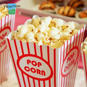 Printon Personnalisez les grands seaux à pop-corn classiques à rayures blanches et rouges durables de 32oz 64oz, tasses à pop-corn