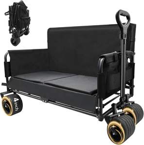 Chariot de sport pliable avec roues, capacité de 240L, charge de 560lb, grands chariots d'épicerie 3 en 1 à usage intensif - Product Image 1