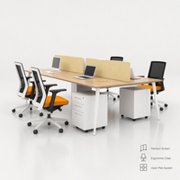 Système de poste de travail de bureau moderne avec écran de séparation et chaise ergonomique pour espace ouvert
