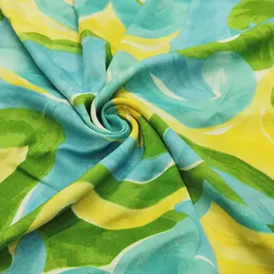 Wholesale Spot Polyester Fabric Garment Fabric Spring Summer Korean Silk Print Gradient Texture Dress Fabric