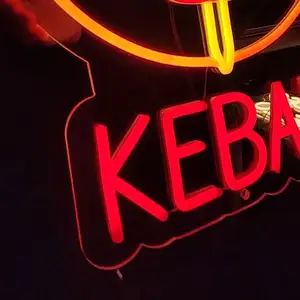 Kustom Doner Kebab Bistro tanda Neon lampu restoran makanan daging BBQ lampu Led Kebab tanda Neon