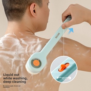 Cepillo de ducha de mango largo con dispensador de jabón, cepillo exfoliante de pelo suave para espalda, cepillo de masaje cómodo para baño y hogar - Product Image 5