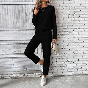 Dropshipping Shopify 2025 Fall Winter <b>Womens</b> <b>Hooded</b> <b>Cardigan</b> Slim Fit Hoodie Wide Leg Pants Two Piece Set - Product Image 5