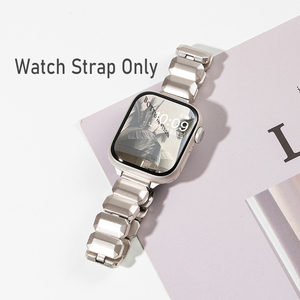 สายนาฬิกาโลหะทรงสี่เหลี่ยมหรูหรา Upro สำหรับ iWatch 11 10 9 8 7 SE สายรัดข้อมือโลหะแบบหัวเข็มขัดผีเสื้อสำหรับผู้หญิง - Product Image 3