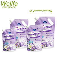 Pochettes de recharge personnalisées pour adoucissant textile et détergent lessive avec bec verseur – 500 ml, 1 L, 2 L, 5 L