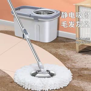 Spin <b>Mop</b> With Bucket 33cm Microfiber Rotating Head Spin <b>Dry</b> Floor Cleaning Tool Rectangular Design For Home Use - Product Image 5