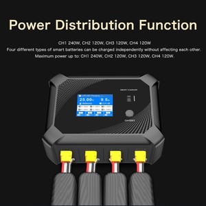Chargeur intelligent 4 canaux 600W, 240W max par port, double entrée AC/DC, pour batteries LiPo, LiHV, NiMH, Pb - Product Image 3