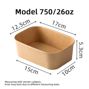 Jiehui Factory Wholesales Biodegradable Disposable Kraft Paper Food Cartons &amp; Bowls Custom Prints Rectangle 750ml/26oz - Product Image 1