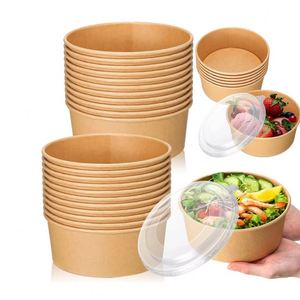 Eco-Friendly Kraft Paper Salad Bowl for Supermarket Takeaway Food Packaging Offset Printing Surface - Product Image 3