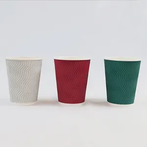 选择趣味双壁纸咖啡杯10盎司一次性咖啡纸杯套装