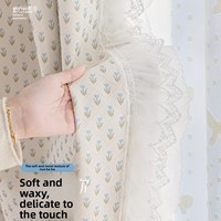 Rideau Tulipe en Tissu Jacquard Teint Fil à Fil, Polyester Isolant, Style Champêtre, Plis Ondulés/En Vague, Rideaux Hauts