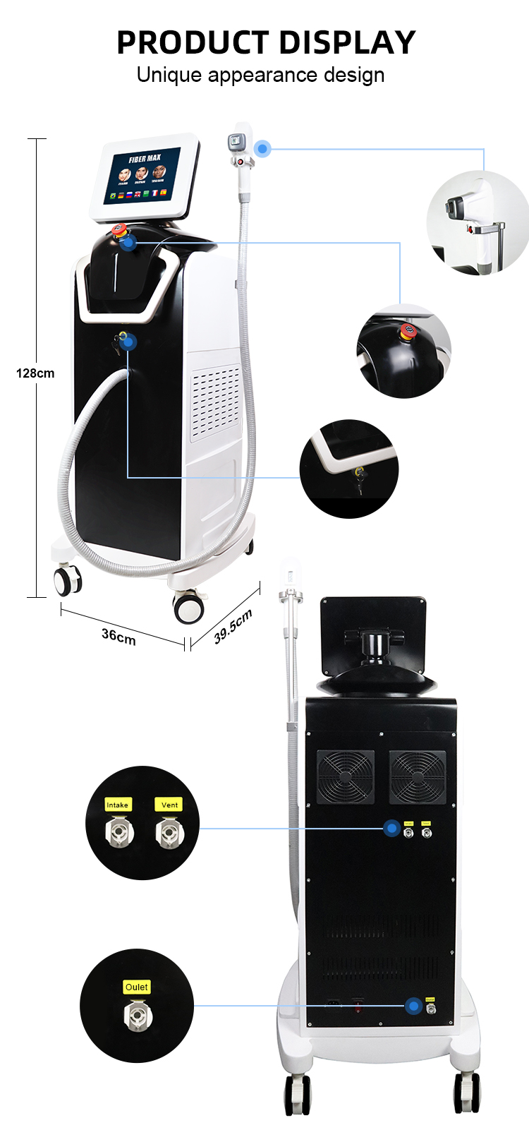 Astiland Fiber Laser 3 Wavelength 755 / 1064 / 808nm Laser Hair Removal Machine