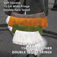 Frange en viscose à pampilles de 15 cm de large, double face, décorative pour jupe de mode et accessoire vestimentaire