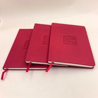 Carnet A5 en cuir PU rouge, personnalisable avec logo en relief, pour réunions de bureau, journal ligné – Fournisseur d'usine