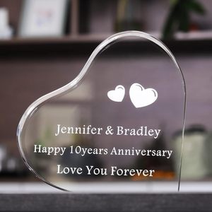 Cadeau personnalisé de médaille de coeur de cristal pour la mère Personnalisez le trophée de récompenses de verre peut être gravé - Product Image 5