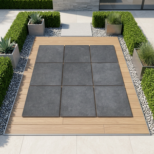 Dalles de pavage extérieures en porcelaine mate rugueuse R11 de 20 mm d'épaisseur, robustes, en pierre naturelle bleue et noire pour jardin - Product Image 2