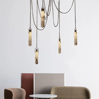 Lustre moderne en alabâtre avec cadre en métal et chaîne réglable, style italien, luminaire suspendu pour salon, éclairage intérieur