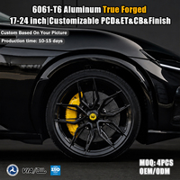 Jantes forgées sur mesure en aluminium 6061-T6, 19, 20, 21, 22 pouces, noires et dorées, à rayons angulaires, PCD, ET, CB personnalisés, adaptées aux supercars