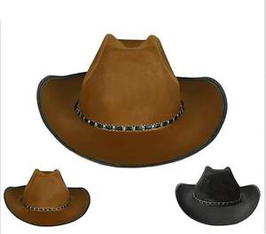 Outback Hat Western Aussie Style Chapeau de cowboy noir avec jugulaire pour la mode en plein air pour les hommes - Product Image 6