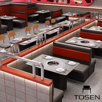 Table de restaurant circulaire personnalisée pour hot pot, table et chaises de style coréen, barbecue commercial de luxe