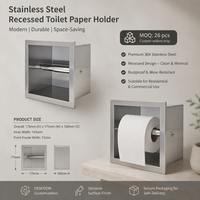 Support de papier toilette encastré sur mesure OEM en acier inoxydable SUS304, boîte à rouleaux de papier intégrée, fabrication en tôle