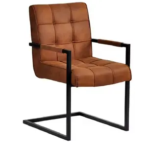 Free Sample Wholesale High Quality Tufted Leather Modern Design Upholstered Fabric Seat Bow Leg Dinning Chair