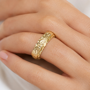 Anello con fiore di rosa per donna, accessorio per dito con design floreale intagliato, da indossare tutti i giorni - Product Image 5