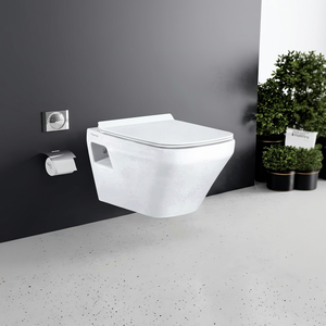 โถสุขภัณฑ์แบบแขวนผนังทรงสี่เหลี่ยม รุ่น Shark One Piece Modern Ceramic ระบบ Dual-Flush พร้อม P-Trap - Product Image 1
