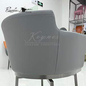 KeynesContemporary Upholstered Dining Armchair Dark Gray Black Metal Legs for Hotel Cafe Commercial Use - Product Image 5