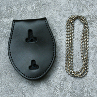 Badge de sécurité professionnel personnalisé en alliage de zinc argenté vierge avec porte-badge en cuir