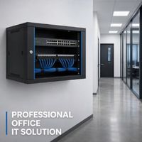 Rak Server Kabinet Jaringan 19 Inci, Enclosure Pusat Data 42U, Kaca Temper, Hitam, Tahan Air, Berdiri, dengan Kipas Pendingin dan PDU