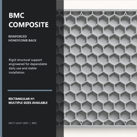 Receveur de douche rectangulaire gris clair en BMC avec drain linéaire dissimulé, texture pierre naturelle et surface antidérapante DIN 51097 Classe C