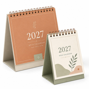 ปฏิทินตั้งโต๊ะแบบเข้าเล่มลวดสปริง ปี 2027 พิมพ์ลายตามสั่ง OEM พร้อมกล่องของขวัญแบบกำหนดเอง - Product Image 1
