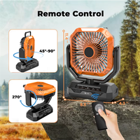 Ventilateur électrique rechargeable 20000mAh avec lumière, moteur sans balais, 4 vitesses, portable, pour camping, camping-car, hôtel, usage domestique