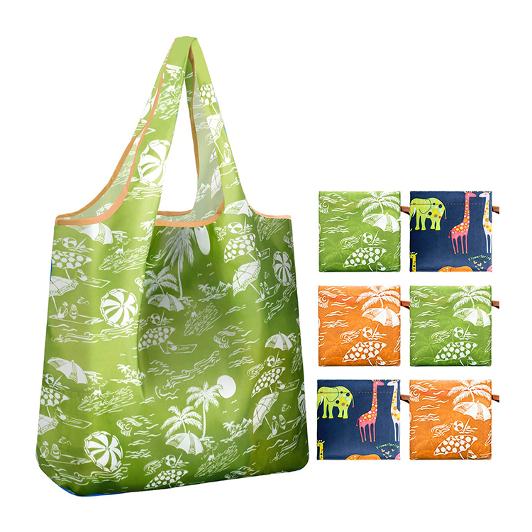 Customize Reusable foldable folding tote polyester nylon shopping bag