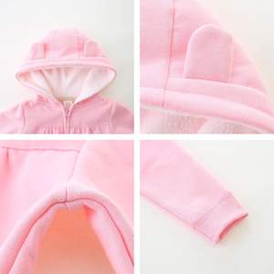 เสื้อฮู้ดเด็กผู้หญิง Bibimom ผ้าเชอร์ปาบุซับใน ซิปหน้า แจ็คเก็ตขนแกะบางเบา ลายหมี สำหรับฤดูใบไม้ร่วงและฤดูหนาว ขนาด 3-24 เดือน - Product Image 4
