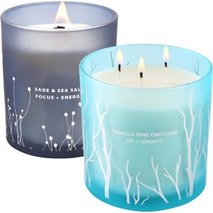 Vanille-Kiefern-Obstgarten und Salbei-Meersalz Duftkerzen-Vielfaltspaket Holzdocht-Kerze und 14,5 Unzen 3-Docht-Kerzen Set mit 2 Stück - Product Image 1