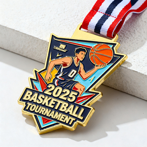 Manufacturer Custom Award Sports Winner Custom Gold Metal Soccer <b>Running</b> Hurdles Medal with Ribbon - Product Image 4
