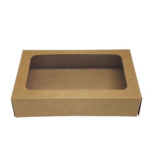 Wholesale High quality sushi kraft paper box with clear window Customised Pattern