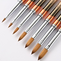 Pas Cher Fabriqué en Chine Motif Marron Couleur Métal Professionnel Kolinsky Sable Marque Privée Brosse Ongles Acrylique Taille 10