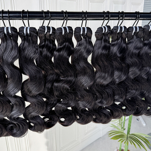 Raw Human Hair <b>Body</b> <b>Wave</b> Bundles Natural Color Soft Full Texture Double Weft Factory Supply Hair Extensions - Product Image 3