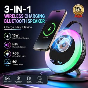 ลำโพงไร้สายแบบเหนี่ยวนำสำหรับผู้ผลิต OEM รองรับ BT5.4 ไดรเวอร์ 52 มม. เสียงสมาร์ทเพลย์แบค กำลังขับ 15 วัตต์ สำหรับใช้ในบ้านและสำนักงาน - Product Image 1